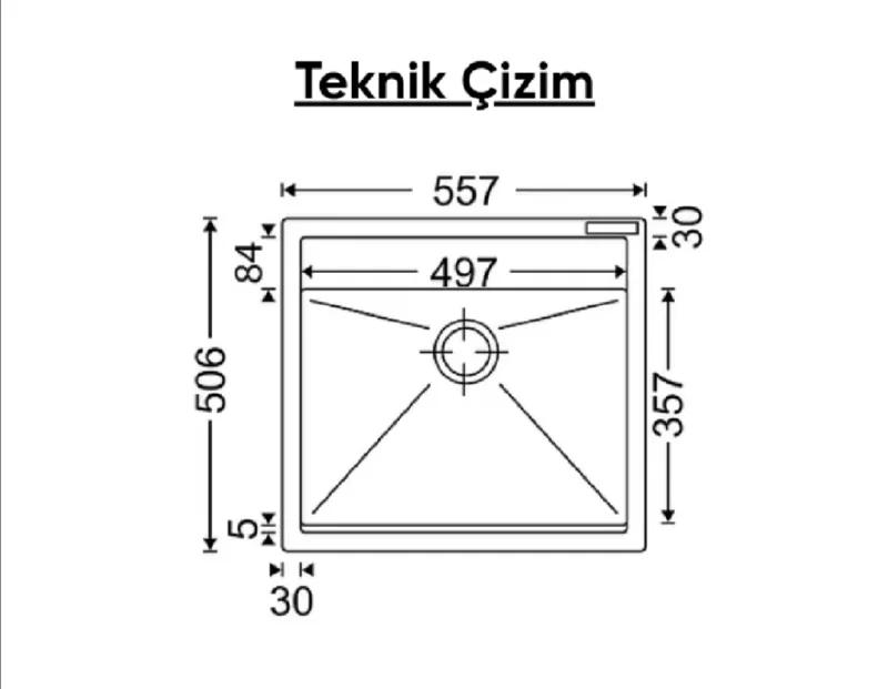 PİETRA KARE TEK GÖZ SİYAH GRANİT MUTFAK EViYESİ 